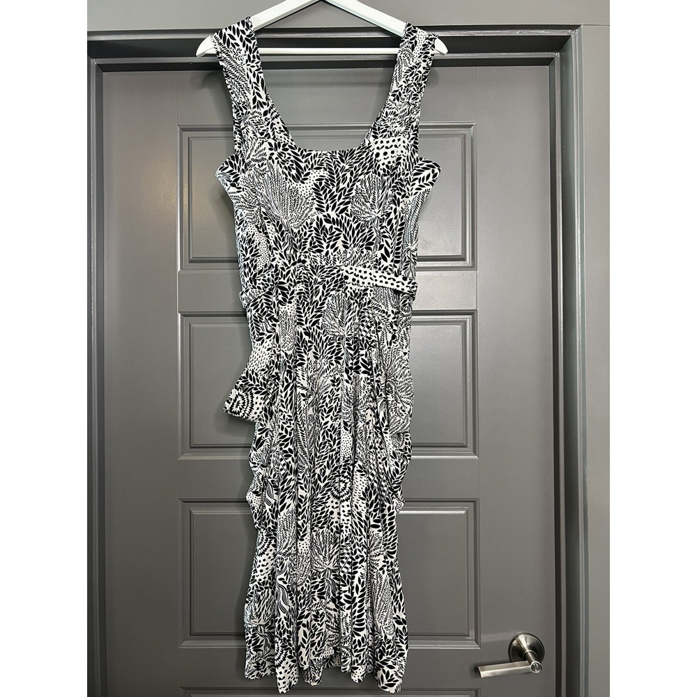 Marc by Marc Jacobs Dress Women Medium Swan Draped Black & White Print - Picture 3 of 16